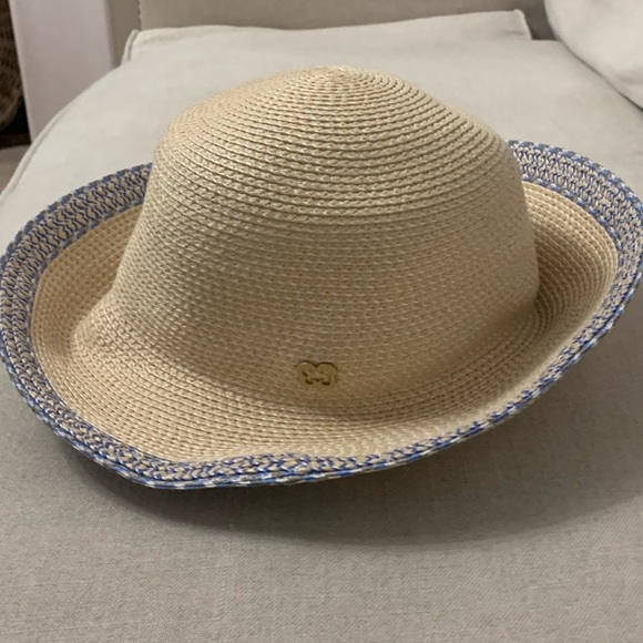 ERIC JAVITS Beige with Blue Trim Straw Hat - Picture 4 of 13